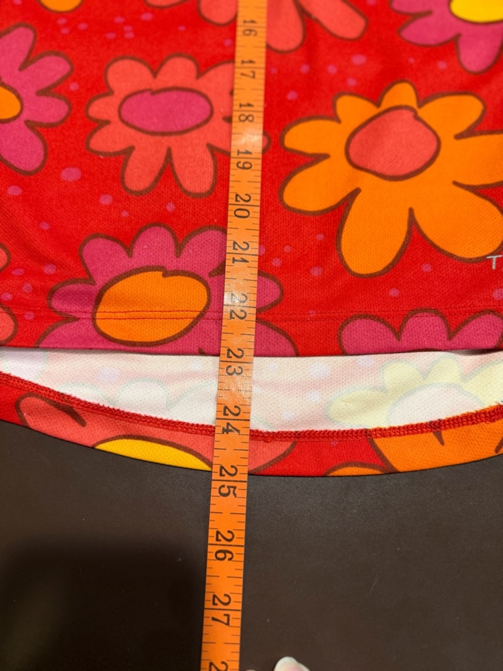 Terry Bright Red Floral Zip-Front Sleeveless Cycling Tank - L - Picture 7 of 9